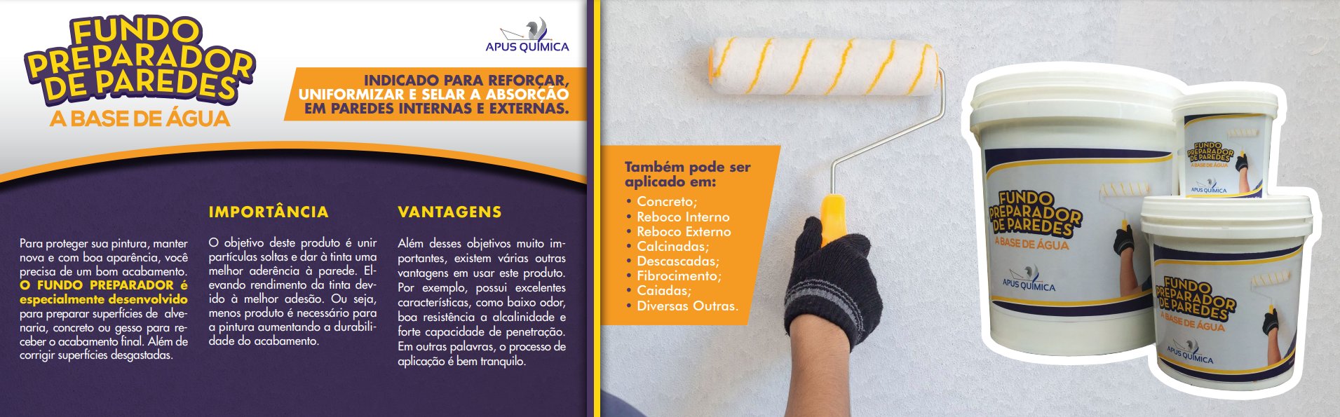 Banner mostrando produtos da Apus Química