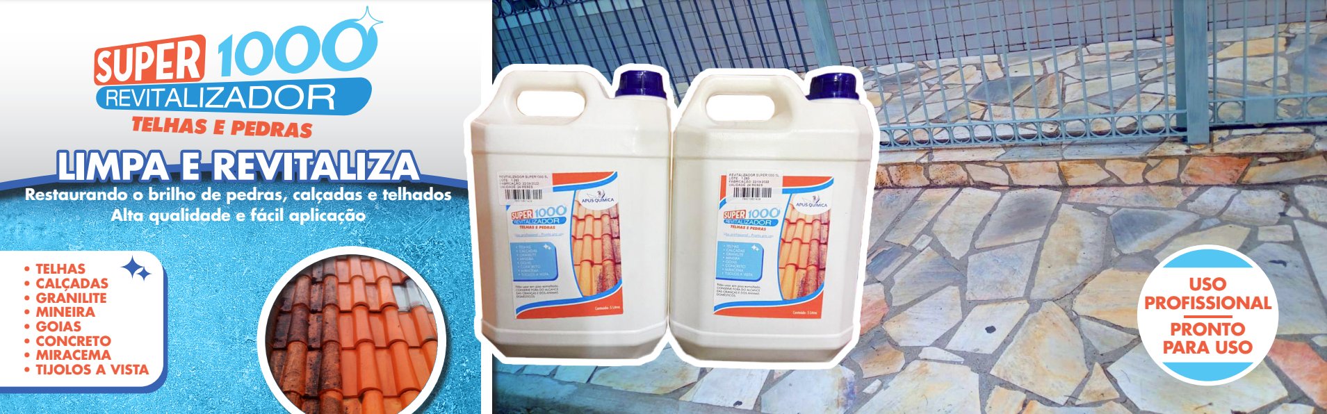 Banner mostrando produtos da Apus Química