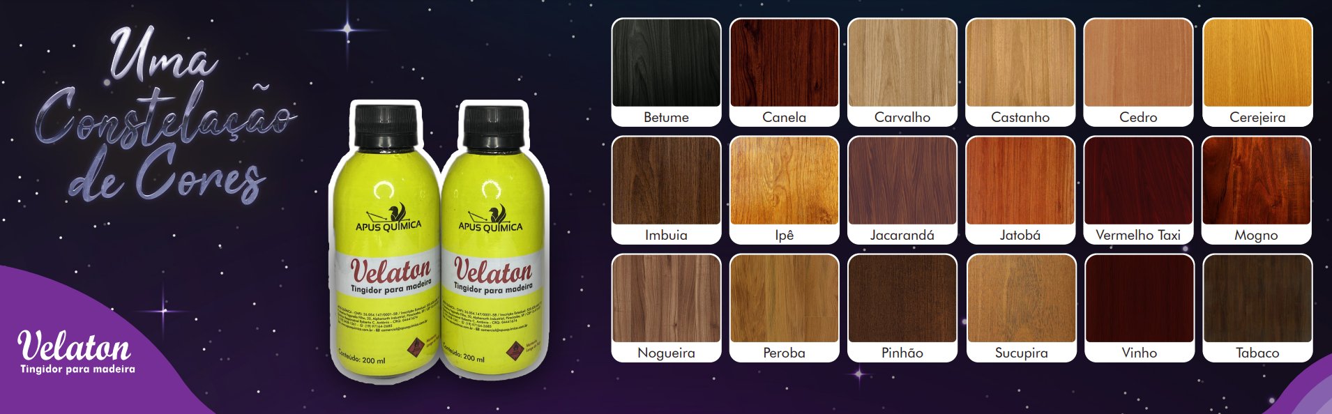 Banner mostrando produtos da Apus Química