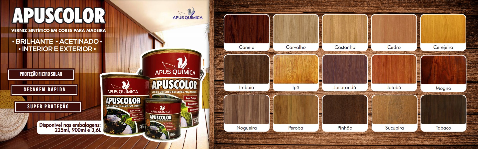 Banner mostrando produtos da Apus Química
